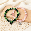 Zweiteiliges Glas-Magnetarmband-Set mit Katzen- und Herzperlen
