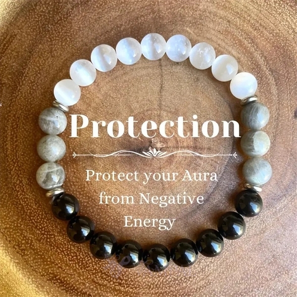White Cat's Eye Beaded Bracelet Natural Stone Vintage Minimalist