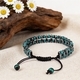 Retro-blaues Tigeraugenstein-Schwarzgallstein-Armband, zweilagig gewebt mit Perlen
