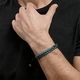 Retro-blaues Tigeraugenstein-Schwarzgallstein-Armband, zweilagig gewebt mit Perlen