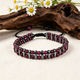 Retro-blaues Tigeraugenstein-Schwarzgallstein-Armband, zweilagig gewebt mit Perlen