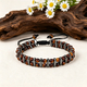 Retro-blaues Tigeraugenstein-Schwarzgallstein-Armband, zweilagig gewebt mit Perlen