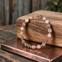 6Mm rosa Zebra-Armband mit Perlen für Damen