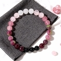 Granat-Kristallblumen-Armband mit Perlen, grüner Stein
