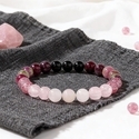 Granat-Kristallblumen-Armband mit Perlen, grüner Stein