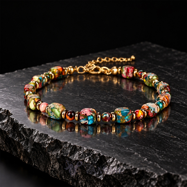 L2308-New Bracelet Vintage Court Style Distressed Imperial Stone Beaded Bracelet