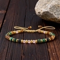 Handmade Woven Cord Strawberry Quartz Beaded Bracelet