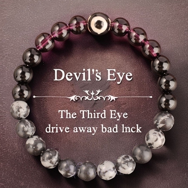 Snowflake Obsidian Evil Eye Beaded Bracelet Bangle