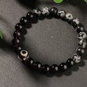 Snowflake Obsidian Evil Eye Beaded Bracelet Bangle