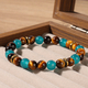 Natural Stone Beaded Bracelet Tiger's Eye Aquamarine Vintage Style