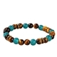 Natural Stone Beaded Bracelet Tiger's Eye Aquamarine Vintage Style