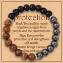 Natural Tiger Eye Beaded Bracelet With Card