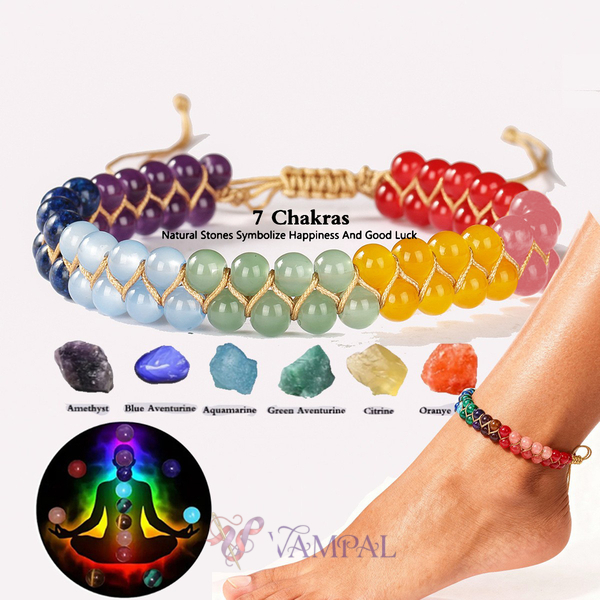Colorfast Lapis Lazuli Crystal Double-Layer Woven Anklet For Girls
