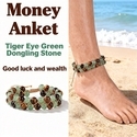 Colorfast Lapis Lazuli Crystal Double-Layer Woven Anklet For Girls