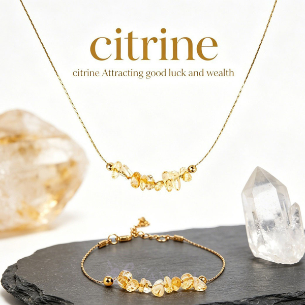 Crushed Stone Necklace Bracelet Set European American Collarbone Chain