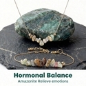 L2107 Bracelet + Necklace Bohemian Natural Amazonite Beaded Bracelet Necklace Set