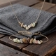 L2107 Bracelet + Necklace Bohemian Natural Amazonite Beaded Bracelet Necklace Set