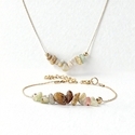 L2107 Bracelet + Necklace Bohemian Natural Amazonite Beaded Bracelet Necklace Set
