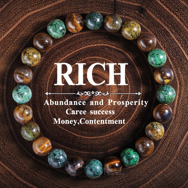 L1805-Tiger's Eye African Pine Vintage Natural Stone Beaded Bracelet Tiger's Eye Turquoise