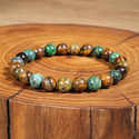 L1805-Tiger's Eye African Pine Vintage Natural Stone Beaded Bracelet Tiger's Eye Turquoise