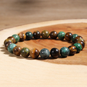 L1805-Tiger's Eye African Pine Vintage Natural Stone Beaded Bracelet Tiger's Eye Turquoise