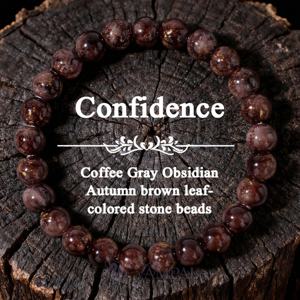 Crystal Dark Coffee Agate Round Bead Bracelet