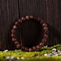 Crystal Dark Coffee Agate Round Bead Bracelet