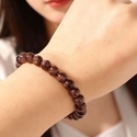 Crystal Dark Coffee Agate Round Bead Bracelet
