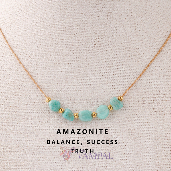 Natürliches Amazonit-blaues gewebtes verstellbares Halsband für Damen