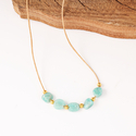 Natürliches Amazonit-blaues gewebtes verstellbares Halsband für Damen