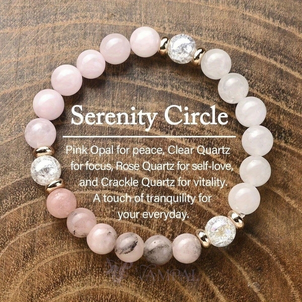 Natural Pink Opal Stone Beaded Bracelet For Women