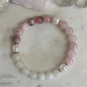 Natural Pink Opal Stone Beaded Bracelet For Women