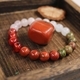 Florales grüner Stein roter Achat Perlenarmband für Damen
