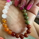 Florales grüner Stein roter Achat Perlenarmband für Damen