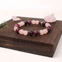 Pink Crystal Strawberry Quartz Garnet Beaded Bracelet
