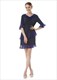 Knielanges Freizeitkleid aus Chiffon mit halben Ärmeln und Spitzenverzierung