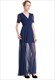 Kurzärmeliges A-Linien-Maxikleid aus Chiffon mit V-Ausschnitt und Verzierungen