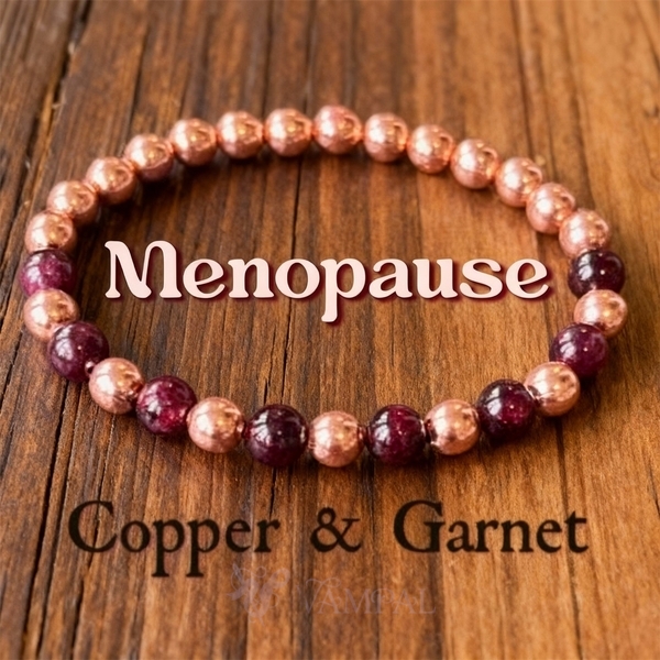 Gold Garnet Natural Stone Beaded Bracelet With Crystal Copper Accents