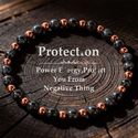 Gold Garnet Natural Stone Beaded Bracelet With Crystal Copper Accents