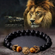 L1802 (Natürlicher Tigerauge) Tigerauge Malachit Perlenarmband Leoparden-Design