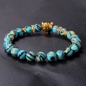 L1802 (Natürlicher Tigerauge) Tigerauge Malachit Perlenarmband Leoparden-Design