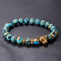 L1802 (Natürlicher Tigerauge) Tigerauge Malachit Perlenarmband Leoparden-Design