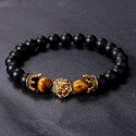 L1802 (Natürlicher Tigerauge) Tigerauge Malachit Perlenarmband Leoparden-Design