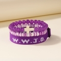 Kreuz Dreiteiliges Armband-Set Lila Rosa Blau Gewebtes Band