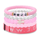 Cross Three-Piece Bracelet Set Purple Pink Blue Woven Strap
