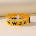 Kreuz Dreiteiliges Armband-Set Lila Rosa Blau Gewebtes Band