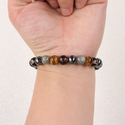 L1093 (Natürlicher Tigerauge + Natürlicher Glitzerstein) Grauer Glitzerstein & Tigerauge Perlenarmband