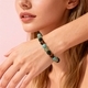 Retro-Rundperlen-Armband mit Kristall Blau Türkis und Tigerauge-Steinen