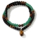 Bohemian Crystal Bead Long Necklace With Tiger Eye Pendant