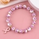 Blau-Weiß-Porzellan Keramik-Perlenarmband mit rosa Emaille-Herz-Anhänger